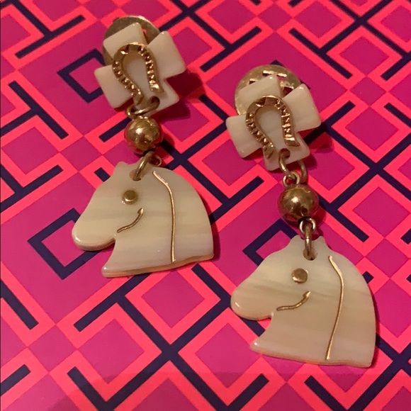 Tory Burch Resin Horseshoe Charm Earrings - Picture 1 of 4